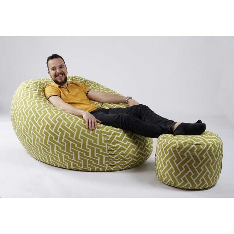 Set Fotoliu King Size cu Otoman (suport picioare), Material Textil - Zippity Green - 1 | YEO