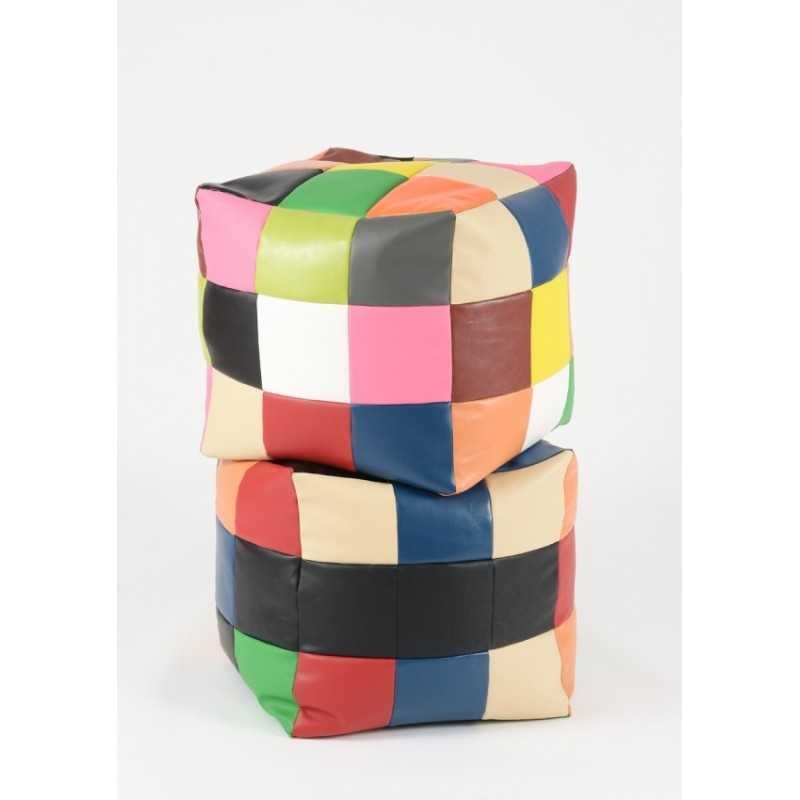 Taburet Cub, Material Piele ecologica - Alb - 2 | YEO