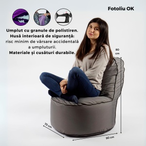 Fotoliu OK Pufrelax, Material Impermeabil, Green Apple - Img 6