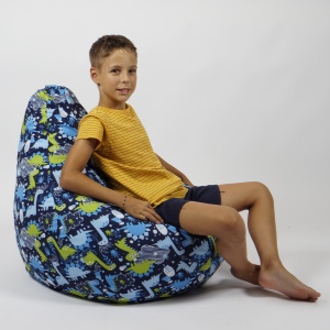 Fotoliu puf copii, Nirvana Light Pufrelax, Material Impermeabil, imprimeu cu Dinozauri - My Little Dinosaur - Img 4