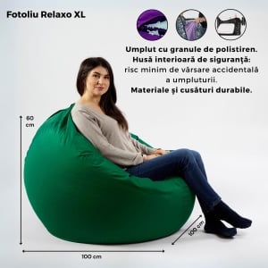 Fotoliu Relaxo XL, Material Textil - Eerie Black - Img 4