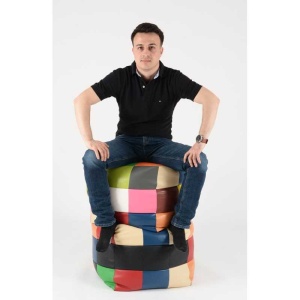 Taburet Cub, Material Piele ecologica - Alb - Img 4