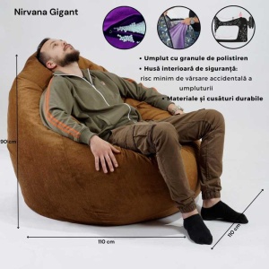 Fotoliu Nirvana Gigant, Material Piele ecologica - Roz - Img 4