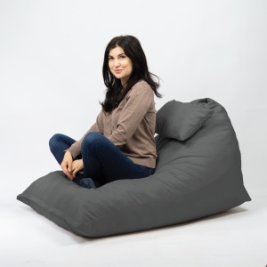 Fotoliu puf, Pufrelax Kudos, perna inclusa, material impermeabil - Gri inchis - Img 3