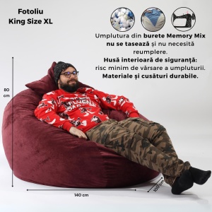 Set Fotoliu King Size XL cu Otoman (suport picioare) si Perna, Material Textil - Moon Grey - Img 2