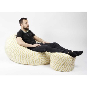 Set Fotoliu Matusalem cu Otoman (suport picioare), Material Textil - Zappity Yellow - Img 2