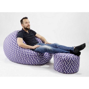 Set Fotoliu Matusalem cu Otoman (suport picioare), Material Textil - Zippity Purple - Img 2