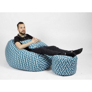 Set Fotoliu Matusalem cu Otoman (suport picioare) si Perna, Material Textil - Zippity Turquoise - Img 2