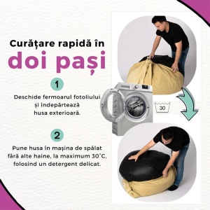 Taburet Cub XL Pufrelax, Material Impermeabil - Alb - Img 5