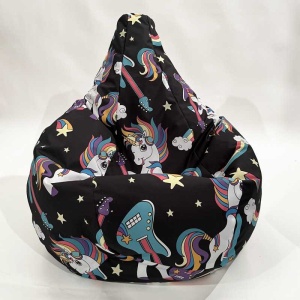 Fotoliu puf copii, Nirvana Light, Material impermeabil - Unicorns Rock - Img 2