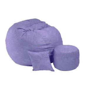 Set Fotoliu King Size cu Otoman (suport picioare) si Perna, Material Textil - Lavanda - Img 1