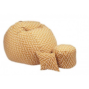 Set Fotoliu King Size cu Otoman (suport picioare) si Perna, Material Textil - Zippity Orange - Img 1