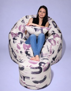 Set Fotoliu King Size cu Otoman (suport picioare) si Perna, Material Textil - Urban Mystique - Img 2