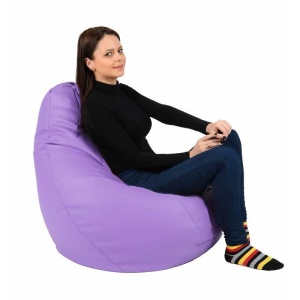 Fotoliu Nirvana Hobbit Pufrelax, Material Piele ecologica - Violet - Img 2