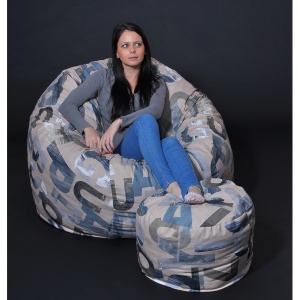 Set Fotoliu King Size cu Otoman (suport picioare), Material Textil - Army Scrabble - Img 2