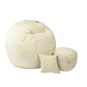 Set Fotoliu King Size cu Otoman (suport picioare) si Perna, Material Textil - Zappity Yellow - Img 1