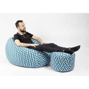 Set Fotoliu Matusalem cu Otoman (suport picioare), Material Textil - Zippity Turquoise - Img 2