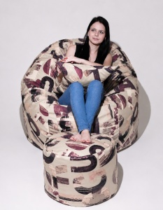 Set Fotoliu Matusalem cu Otoman (suport picioare) si Perna, Material Textil - Urban Mystique - Img 2