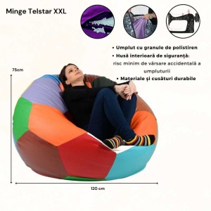Fotoliu Minge Telstar XXL, Material Impermeabil - Mozaic - Img 3