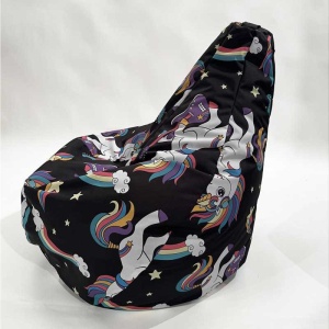 Fotoliu puf copii, Nirvana Light, Material impermeabil - Unicorns Rock - Img 3