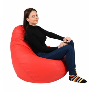 Fotoliu puf copii, Nirvana Light Pufrelax, Material Piele ecologica - Rosu - Img 2