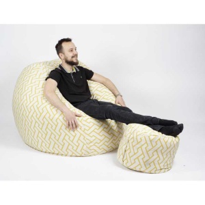 Set Fotoliu King Size cu Otoman (suport picioare), Material Textil - Zappity Yellow - Img 2