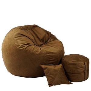 Set Fotoliu King Size cu Otoman (suport picioare) si Perna, Material Textil - Tattle Tan - Img 1