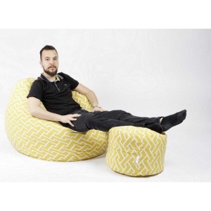 Set Fotoliu Matusalem cu Otoman (suport picioare), Material Textil - Zippity Yellow - Img 2