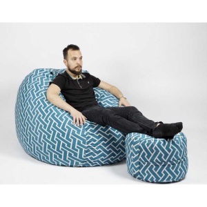 Set Fotoliu King Size cu Otoman (suport picioare), Material Textil - Zippity Turquoise - Img 2