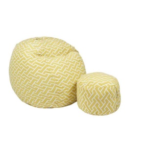 Set Fotoliu Matusalem cu Otoman (suport picioare), Material Textil - Zippity Yellow - Img 1