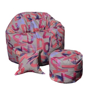 Set Fotoliu Matusalem cu Otoman (suport picioare) si Perna, Material Textil - Crimson