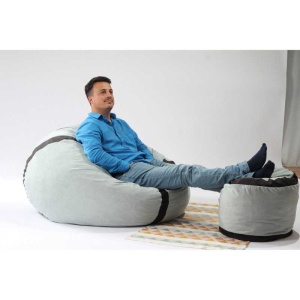 Set Fotoliu Matusalem cu Otoman (suport picioare) si Perna, Material Textil - Light Mint - Img 3
