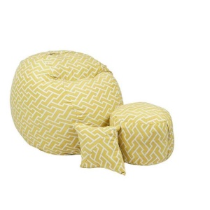 Set Fotoliu Matusalem cu Otoman (suport picioare) si Perna, Material Textil - Zippity Yellow - Img 1