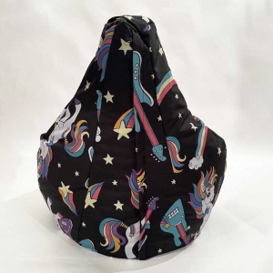 Fotoliu puf copii, Nirvana Light, Material impermeabil - Unicorns Rock - Img 4