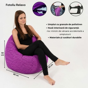 Fotoliu Relaxo, Material Textil - Mulberry - Img 2
