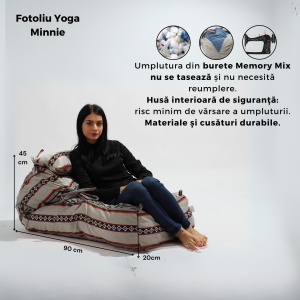 Fotoliu Yoga Minnie si Perna, Material Textil - Moon Grey - Img 4