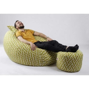 Set Fotoliu King Size cu Otoman (suport picioare) si Perna, Material Textil - Zippity Green - Img 2