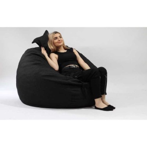 Set Fotoliu King Size cu Perna, Material Textil - Eerie Black - Img 2