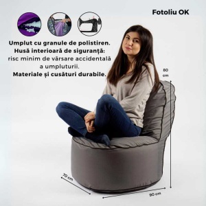 Fotoliu OK, Material Impermeabil - Gri inchis - Img 6