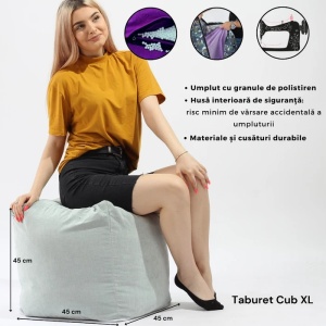 Taburet Cub XL, material impermeabil - Magenta - Img 4
