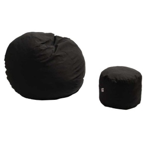 Set Fotoliu King Size cu Otoman (suport picioare), Material Textil - Eerie Black - Img 1