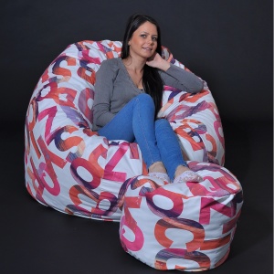 Set Fotoliu King Size cu Otoman (suport picioare), Material Textil - Scarlet Letters - Img 2