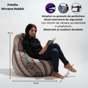 Fotoliu Nirvana Hobbit Pufrelax, Material Textil - Eerie Black - Img 5