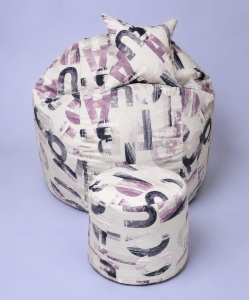 King Size bean bag set with Ottoman (footrest) and cushion, Textile material - Urban Mystique
