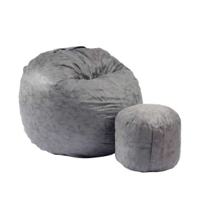 Set Fotoliu Matusalem cu Otoman (suport picioare), Material Textil - Moon Grey - Img 1