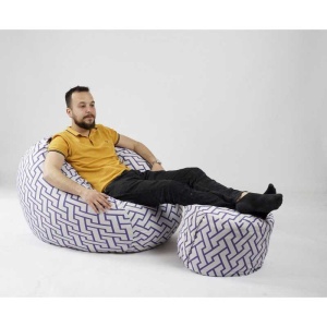 Set Fotoliu Matusalem cu Otoman (suport picioare), Material Textil - Zappity Purple - Img 2