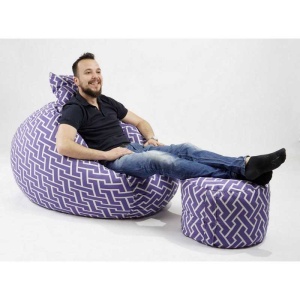 Set Fotoliu Matusalem cu Otoman (suport picioare) si Perna, Material Textil - Zippity Purple - Img 2