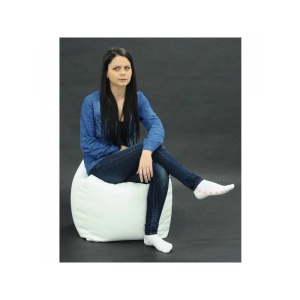 Taburet Cub XL, Material Piele ecologica - Alb - Img 2