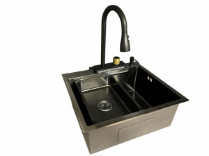 Antracit sudopera SanDonna HD5550 R + Slavina ASTER sa slapom + dozer + korpica - Img 2