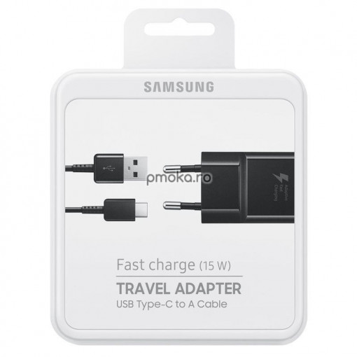 Incarcator retea Samsung Fast Charging + Cablu Type c inclus, Samsung S8, Negru